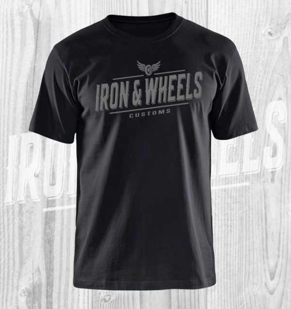 iron en wheels t shirt zwart grijs